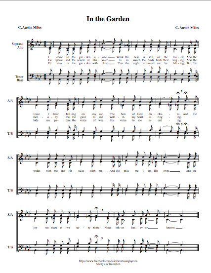 In The Garden - Learn How To Sing Hymns Calebhugocom